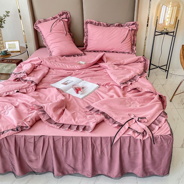 91家纺网 家纺一手货源 找家纺 金米诺 2022新款纯色夏被四件套 典雅莎