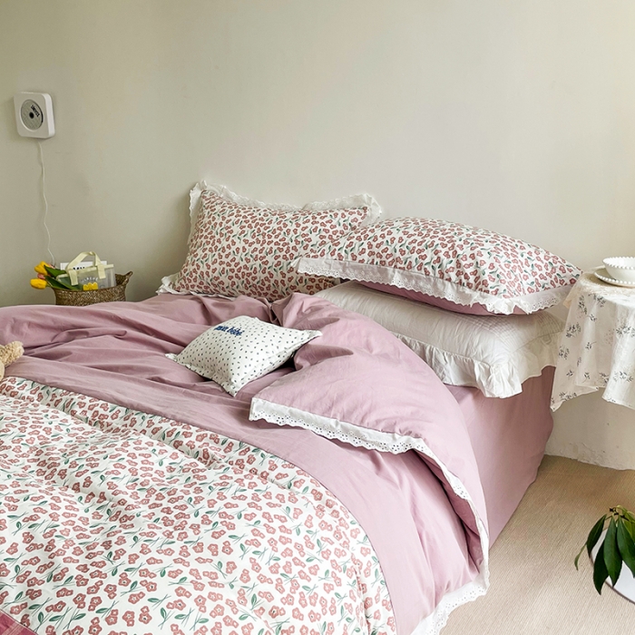 91家纺网 家纺一手货源 找家纺 （总）洋铭区 2021新款慕斯拼色水洗棉四件套