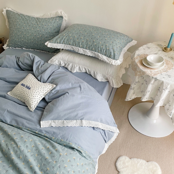 91家纺网 家纺一手货源 找家纺 洋铭区 2021新款慕斯拼色水洗棉四件套 慕斯兰