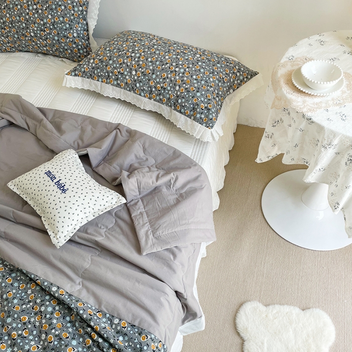 91家纺网 家纺一手货源 找家纺 洋铭区 2021新款拼色水洗棉夏被 鱼尾灰