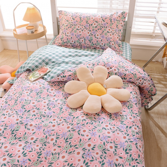 91家纺网 家纺一手货源 找家纺 多品家纺 2021新款12868全棉学生三件套 风铃花粉