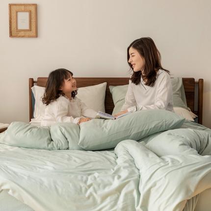 91家纺网 家纺一手货源 找家纺 （总）风向标家纺2022新款A类针织棉纯色撞色四件套