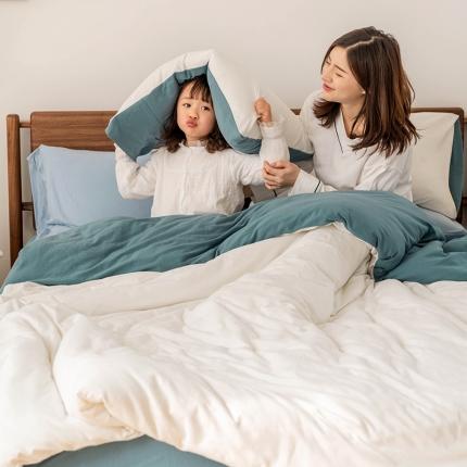 91家纺网 家纺一手货源 找家纺 （总）风向标家纺2022新款A类针织棉纯色撞色四件套