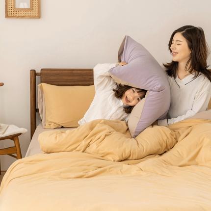 91家纺网 家纺一手货源 找家纺 （总）风向标家纺2022新款A类针织棉纯色撞色四件套