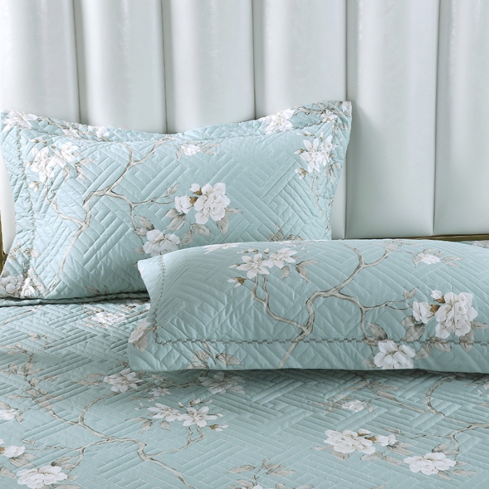 91家纺网 家纺一手货源 找家纺 OL 2021新款13372全棉夹棉活性印染单品枕套烟雨楼兰