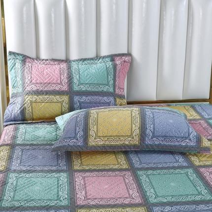 91家纺网 家纺一手货源 找家纺 OL 2021新款13372全棉夹棉活性印染单品枕套蒂凡尼