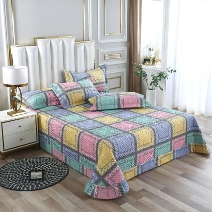 91家纺网 家纺一手货源 找家纺 OL 2021新款13372全棉夹棉活性印染单品床盖蒂凡尼