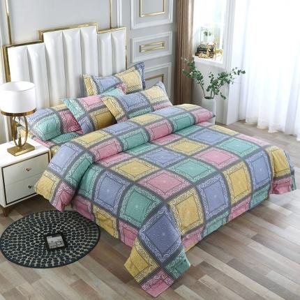 91家纺网 家纺一手货源 找家纺 OL 2021新款13372全棉床盖夹棉活性印染单被套蒂凡尼