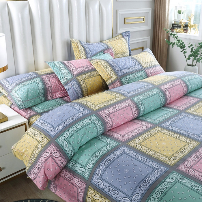 91家纺网 家纺一手货源 找家纺 OL 2021新款13372全棉床盖夹棉活性印染单被套蒂凡尼