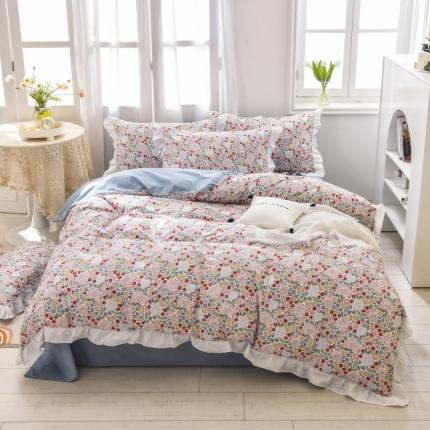 91家纺网 家纺一手货源 找家纺 （总）优彩 2021全棉13372花边系列纯棉四件套直播