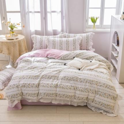 91家纺网 家纺一手货源 找家纺 （总）优彩 2021全棉13372花边系列纯棉四件套直播