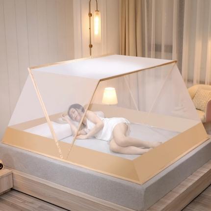 91家纺网 家纺一手货源 找家纺 新太阳 2025新款新款网红防蚊款折叠蚊帐 驼色