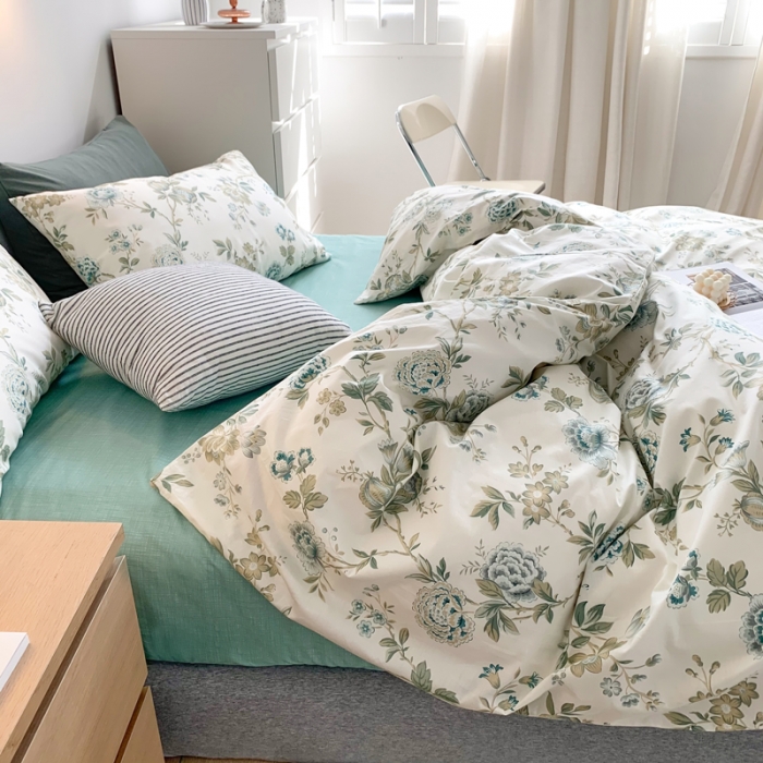 91家纺网 家纺一手货源 找家纺 （总）怡家居 2021新款全棉印花田园四件套