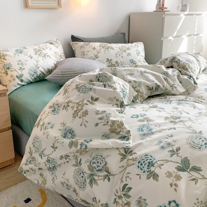 91家纺网 家纺一手货源 找家纺 怡家居 2021新款全棉印花田园四件套 独爱