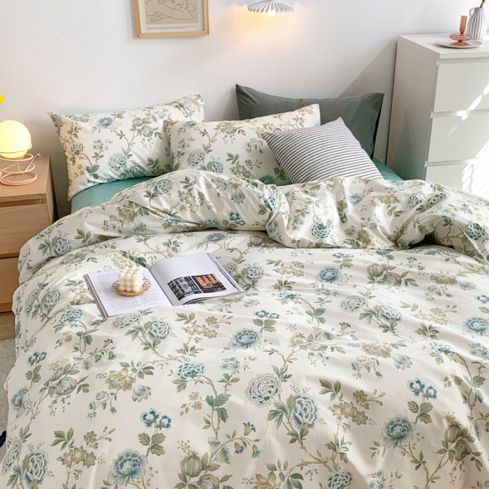 91家纺网 家纺一手货源 找家纺 怡家居 2021新款全棉印花田园四件套 独爱