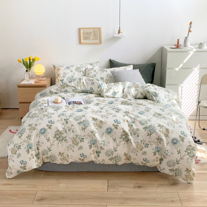 91家纺网 家纺一手货源 找家纺 怡家居 2021新款全棉印花田园四件套 独爱