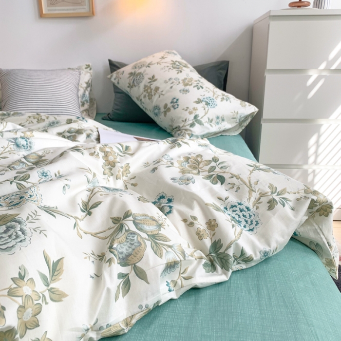 91家纺网 家纺一手货源 找家纺 怡家居 2021新款全棉印花田园四件套 独爱