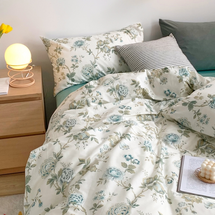 91家纺网 家纺一手货源 找家纺 怡家居 2021新款全棉印花田园四件套 独爱