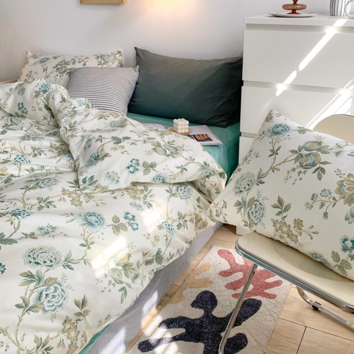 91家纺网 家纺一手货源 找家纺 怡家居 2021新款全棉印花田园四件套 独爱