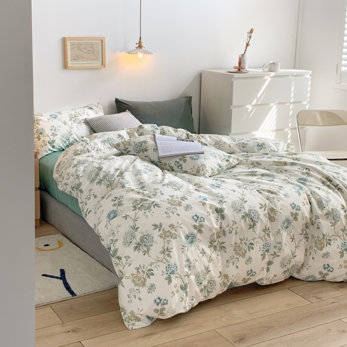 91家纺网 家纺一手货源 找家纺 怡家居 2021新款全棉印花田园四件套 独爱