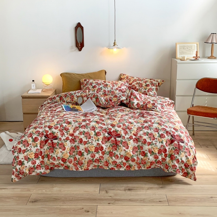 91家纺网 家纺一手货源 找家纺 怡家居 2021新款全棉印花田园四件套 花姬