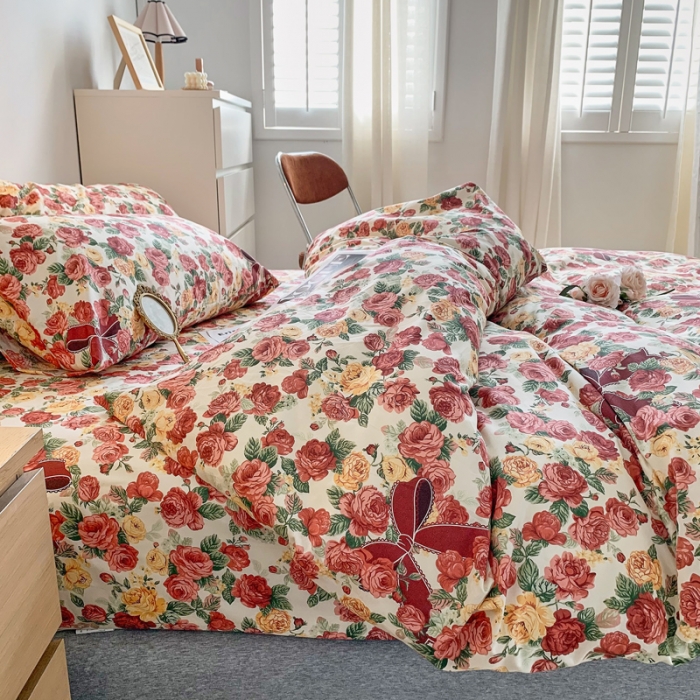 91家纺网 家纺一手货源 找家纺 怡家居 2021新款全棉印花田园四件套 花姬