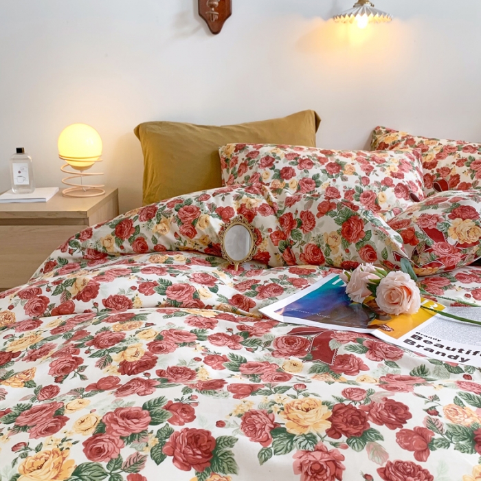 91家纺网 家纺一手货源 找家纺 怡家居 2021新款全棉印花田园四件套 花姬