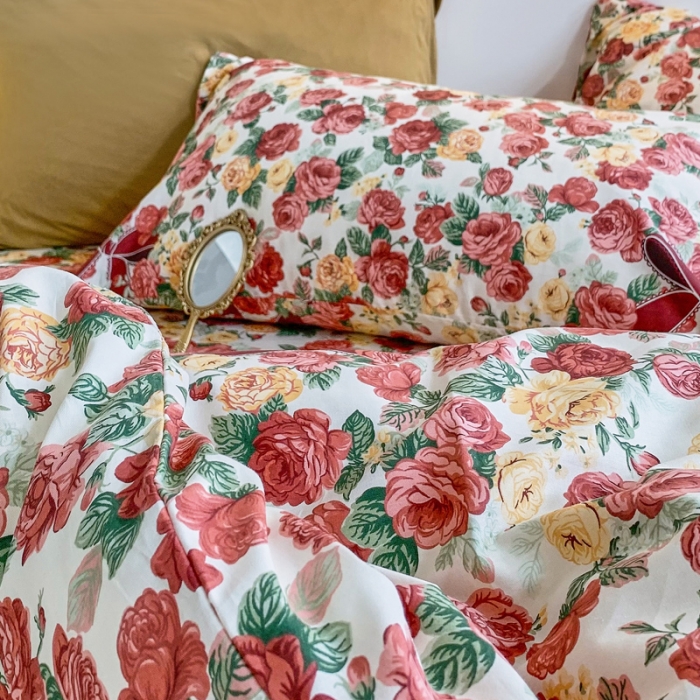 91家纺网 家纺一手货源 找家纺 怡家居 2021新款全棉印花田园四件套 花姬