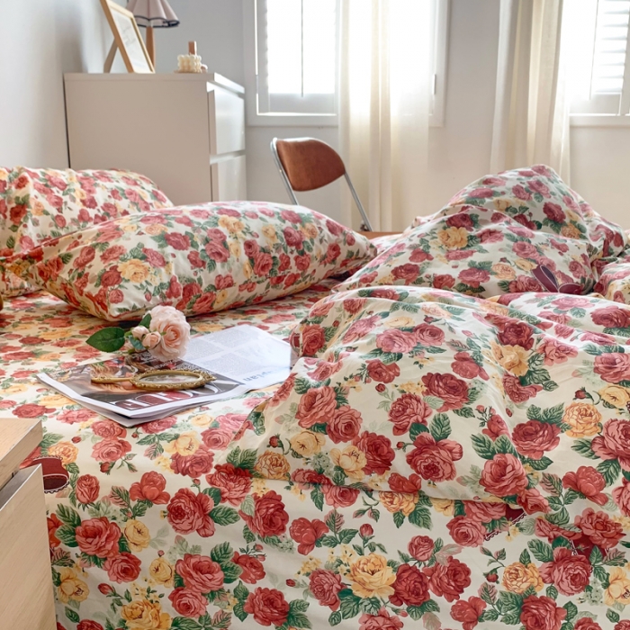 91家纺网 家纺一手货源 找家纺 怡家居 2021新款全棉印花田园四件套 花姬