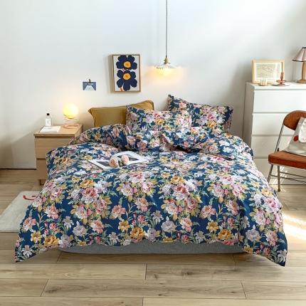 怡家居 2021新款全棉印花田园四件套 花舞