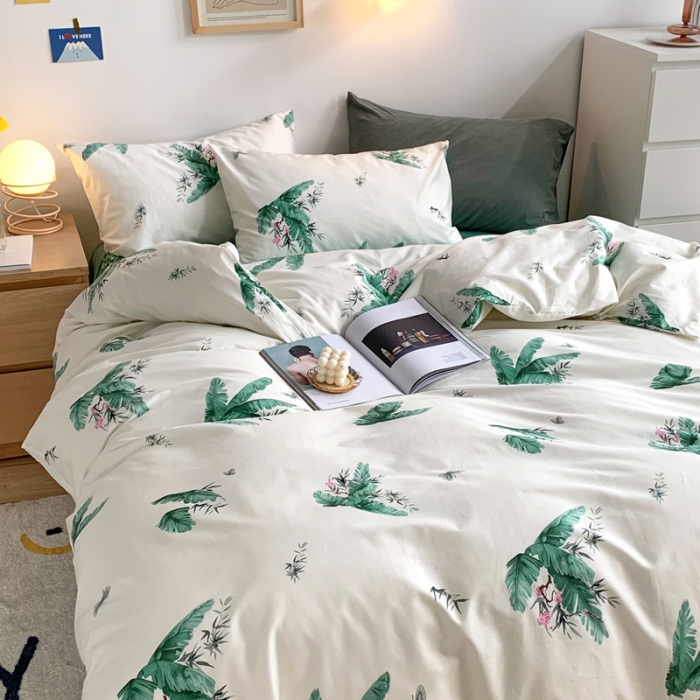 91家纺网 家纺一手货源 找家纺 怡家居 2021新款全棉印花田园四件套 清曲