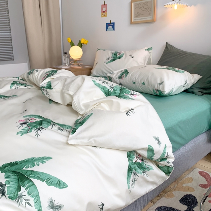 91家纺网 家纺一手货源 找家纺 怡家居 2021新款全棉印花田园四件套 清曲