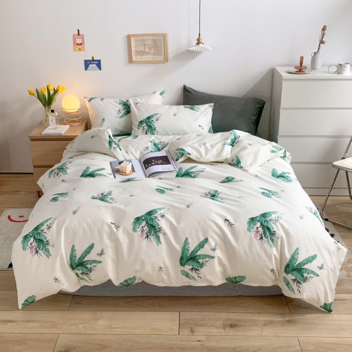 91家纺网 家纺一手货源 找家纺 怡家居 2021新款全棉印花田园四件套 清曲