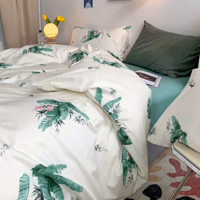 91家纺网 家纺一手货源 找家纺 怡家居 2021新款全棉印花田园四件套 清曲