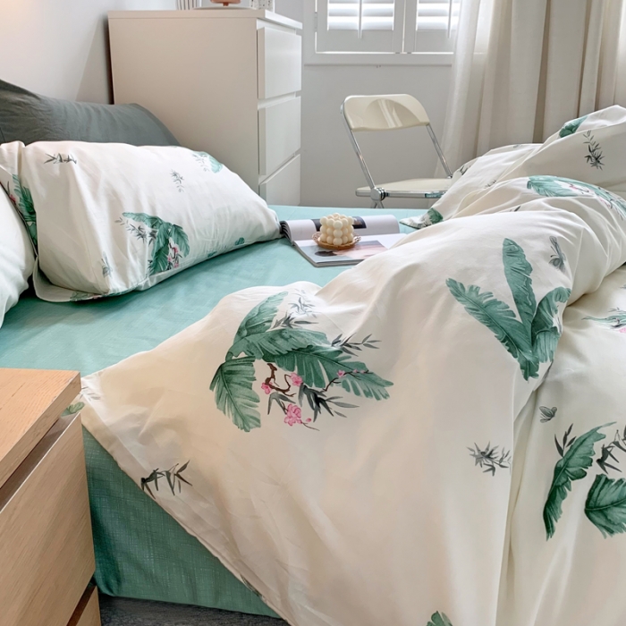 91家纺网 家纺一手货源 找家纺 怡家居 2021新款全棉印花田园四件套 清曲