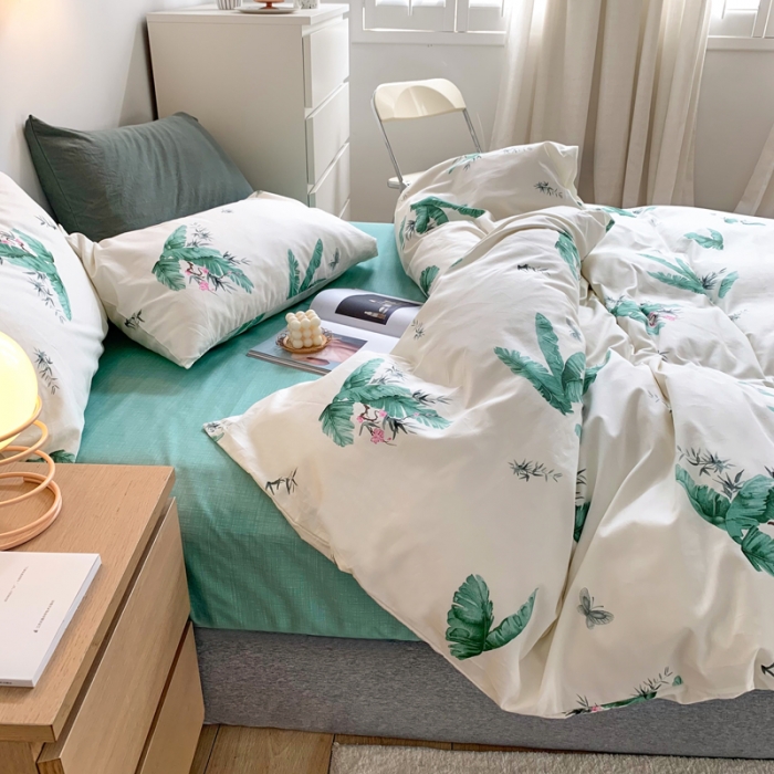 91家纺网 家纺一手货源 找家纺 怡家居 2021新款全棉印花田园四件套 清曲