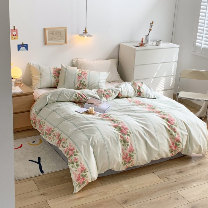 91家纺网 家纺一手货源 找家纺 怡家居 2021新款全棉印花田园四件套 云水谣