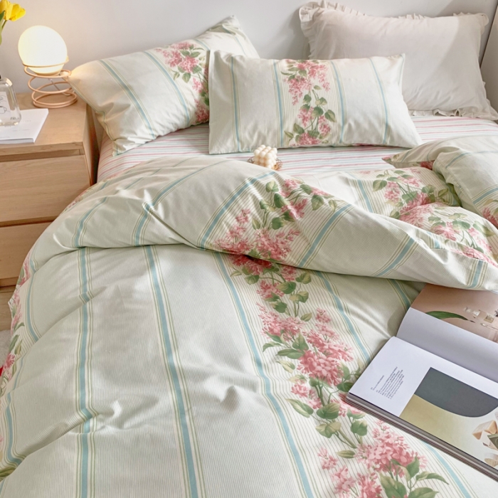 91家纺网 家纺一手货源 找家纺 怡家居 2021新款全棉印花田园四件套 云水谣