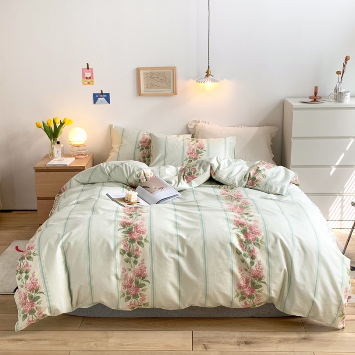 91家纺网 家纺一手货源 找家纺 怡家居 2021新款全棉印花田园四件套 云水谣