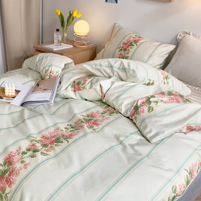 91家纺网 家纺一手货源 找家纺 怡家居 2021新款全棉印花田园四件套 云水谣