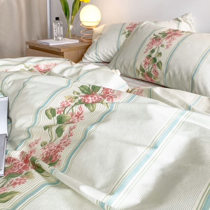 91家纺网 家纺一手货源 找家纺 怡家居 2021新款全棉印花田园四件套 云水谣