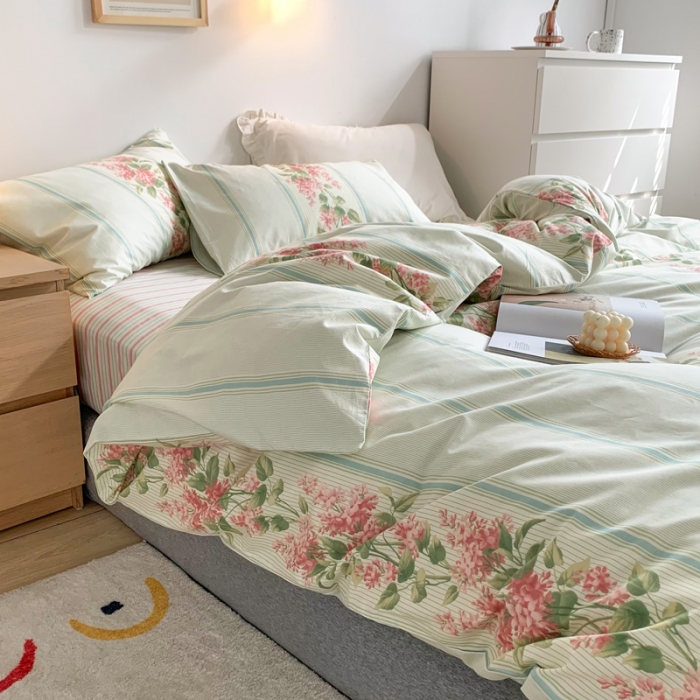 91家纺网 家纺一手货源 找家纺 怡家居 2021新款全棉印花田园四件套 云水谣