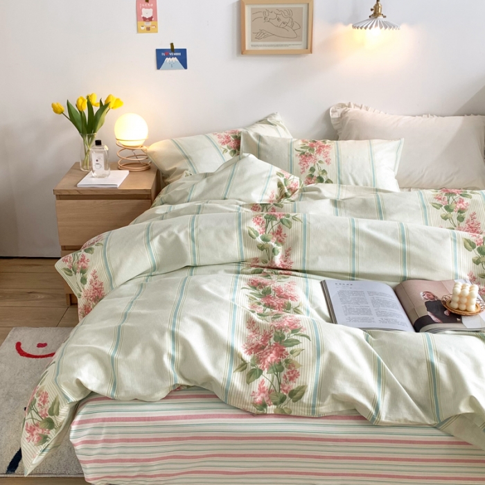 91家纺网 家纺一手货源 找家纺 怡家居 2021新款全棉印花田园四件套 云水谣