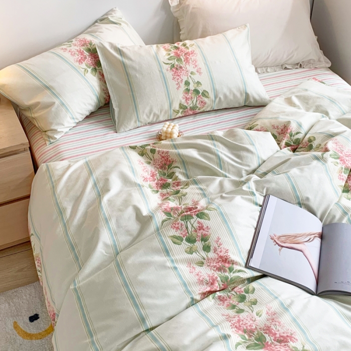 91家纺网 家纺一手货源 找家纺 怡家居 2021新款全棉印花田园四件套 云水谣