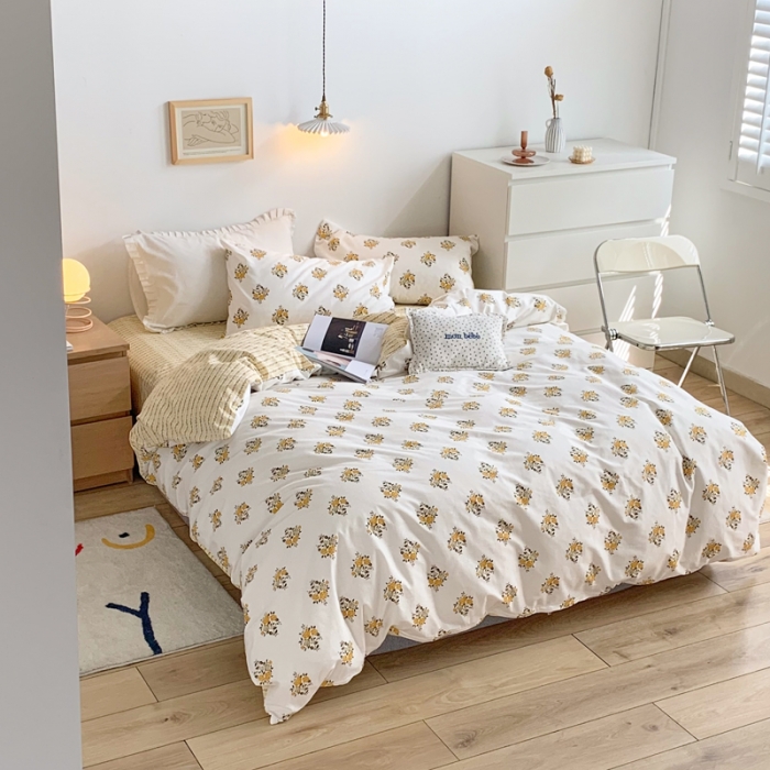 91家纺网 家纺一手货源 找家纺 怡家居 2021新款全棉印花田园四件套 醉玲珑