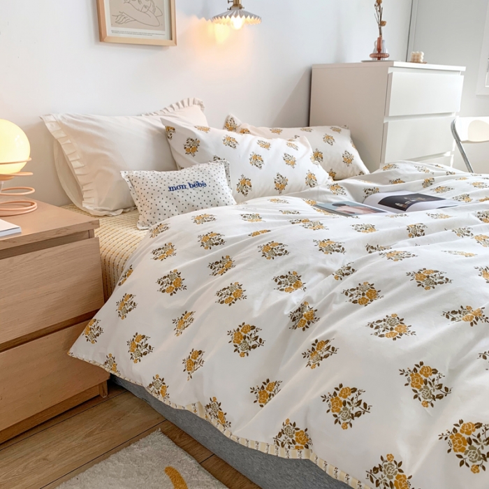 91家纺网 家纺一手货源 找家纺 怡家居 2021新款全棉印花田园四件套 醉玲珑