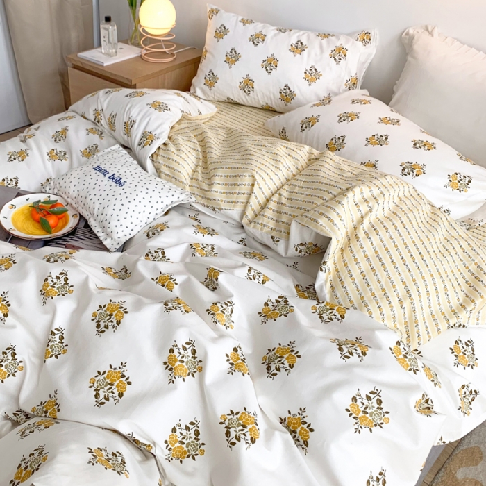 91家纺网 家纺一手货源 找家纺 怡家居 2021新款全棉印花田园四件套 醉玲珑