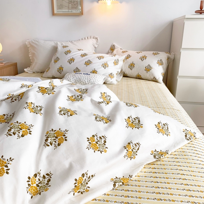 91家纺网 家纺一手货源 找家纺 怡家居 2021新款全棉印花田园四件套 醉玲珑