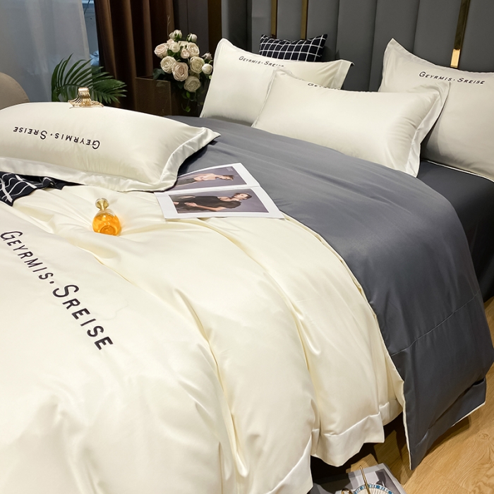 91家纺网 家纺一手货源 找家纺 （总）琪格格 2022新款水洗真丝刺绣四件套床笠款