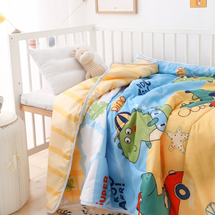 91家纺网 家纺一手货源 找家纺 吉咪兔 2022儿童磨毛卡通夏被 恐龙春游